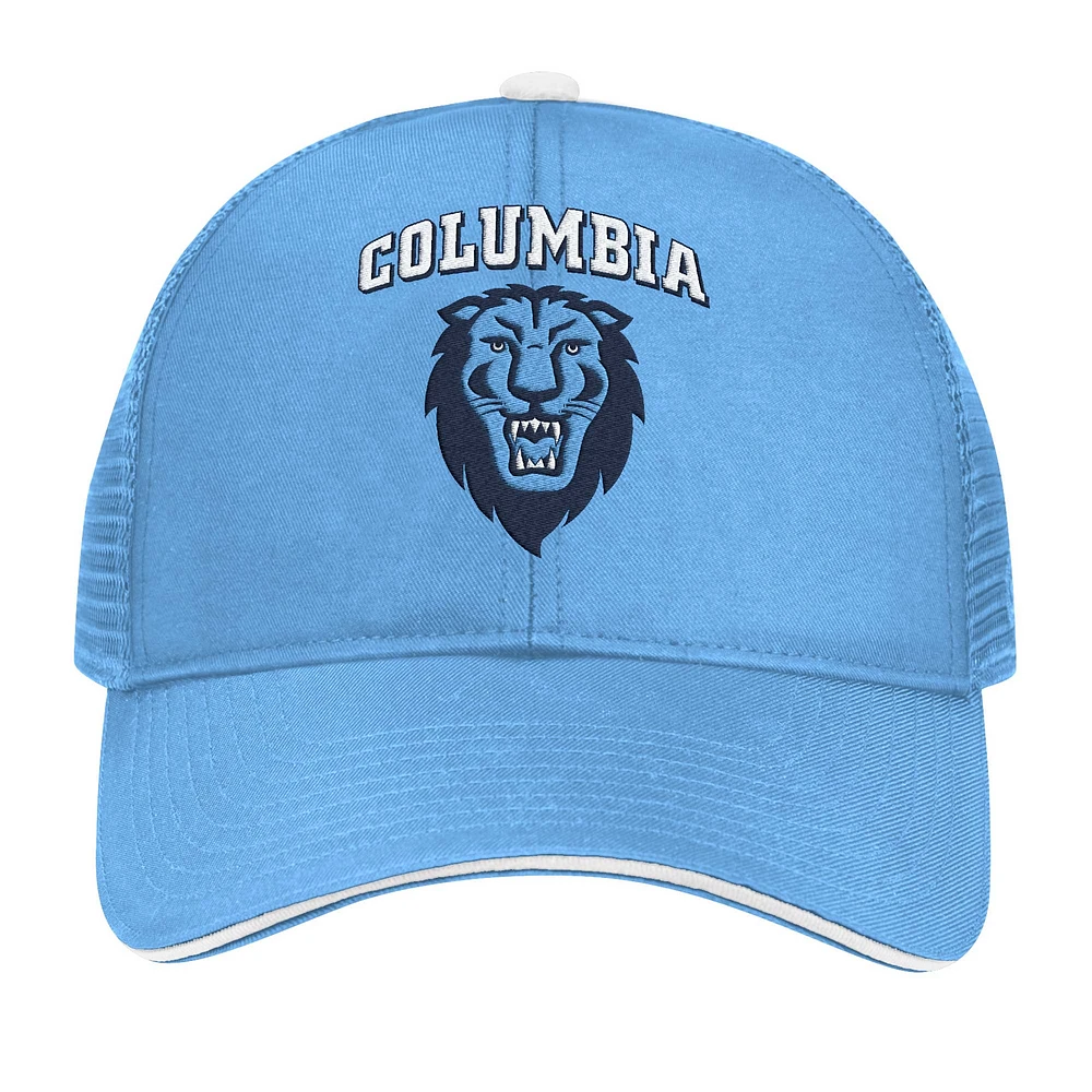 Casquette réglable Colosseum bleu clair Columbia University Wyatt Primary Team Trucker pour hommes