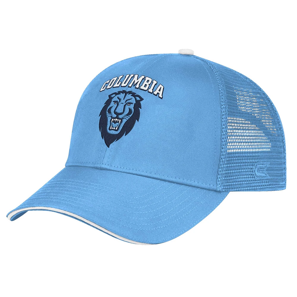 Casquette réglable Colosseum bleu clair Columbia University Wyatt Primary Team Trucker pour hommes