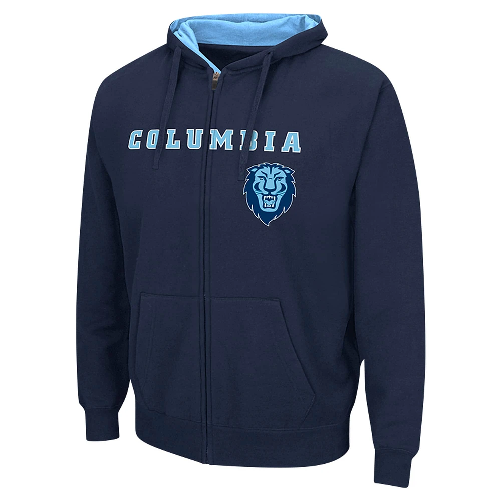 Men's Colosseum Navy Columbia University Arch & Logo 3.0 Full-Zip Hoodie