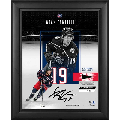 Adam Fantilli Columbus Blue Jackets Facsimile Signature Framed 11" x 14" Impact Collage with a Piece of Game-Used Puck - Limited Edition of 250