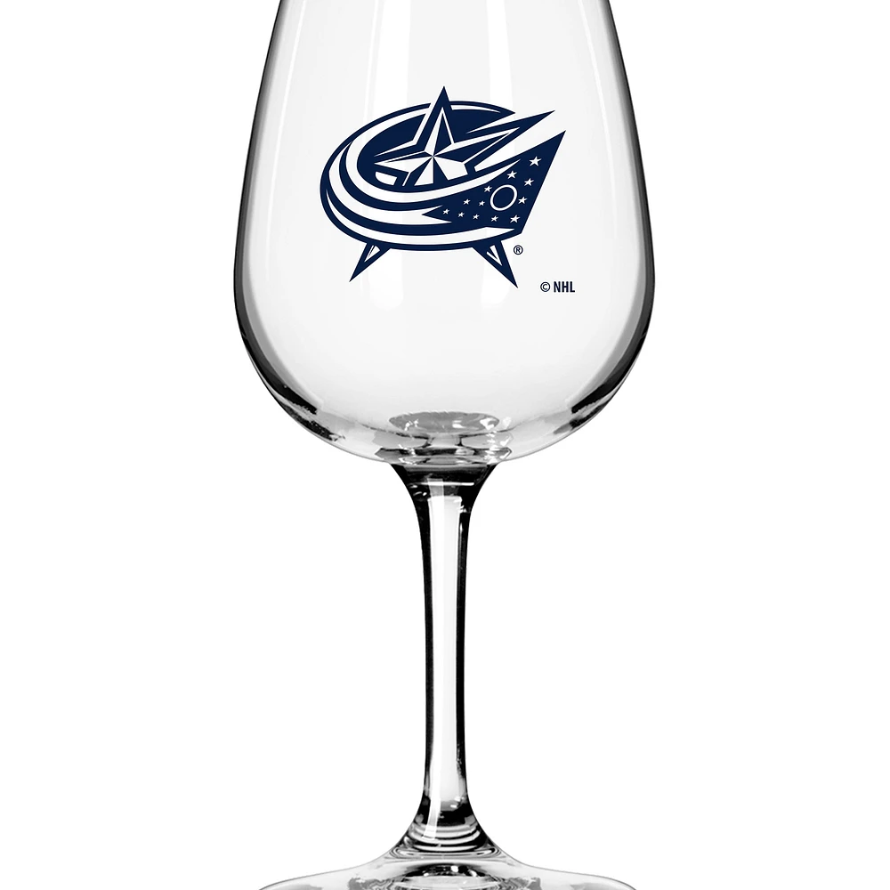 Verre à vin à pied avec logo des Blue Jackets de Columbus, 12 oz