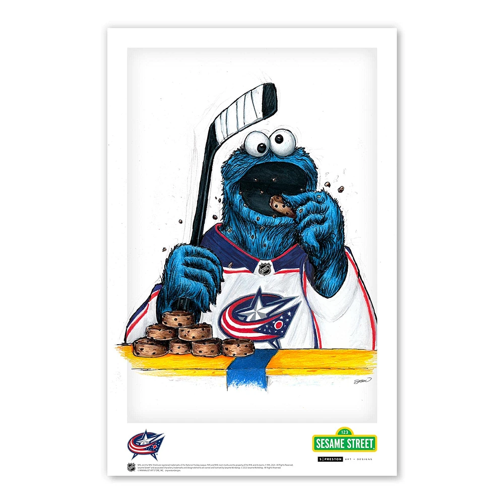 Cookie Monster Columbus Blue Jackets Sesame Street 11" x 17" Poster Print