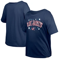 Girl's Youth New Era  Navy Columbus Blue Jackets Flip Sequin T-Shirt