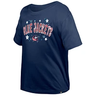 T-shirt à paillettes bleu marine Columbus Blue Jackets de New Era pour fille