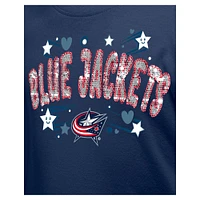 Girl's Youth New Era  Navy Columbus Blue Jackets Flip Sequin T-Shirt