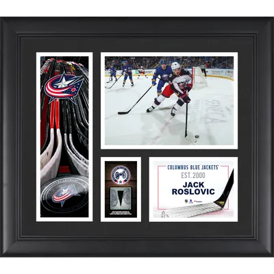 Jack Roslovic Columbus Blue Jackets Fanatics Authentic Unsigned Framed 15" x 17" Player Collage with a Piece of Game-Used Puck
