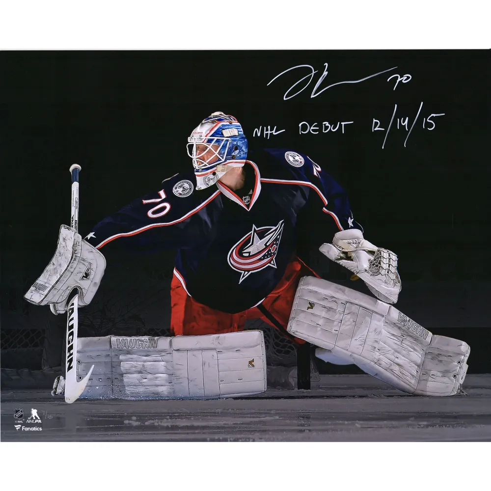 Joonas Korpisalo Columbus Blue Jackets Fanatics Authentic Autographed 16" x 20" NHL Debut Photograph with "NHL Debut 12/14/15" Inscription - Limited Edition of 15