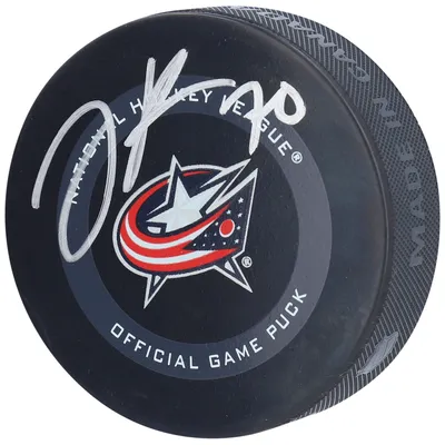 Johnny Gaudreau Columbus Blue Jackets Unsigned Fanatics Authentic Skates  with the Puck Photograph