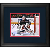 Joonas Korpisalo Columbus Blue Jackets Fanatics Authentic Framed Autographed 8" x 10" Blue Jersey In Net Photograph