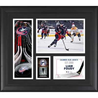 Liam Foudy Columbus Blue Jackets Fanatics Authentic Unsigned Framed 15" x 17" Player Collage with a Piece of Game-Used Puck