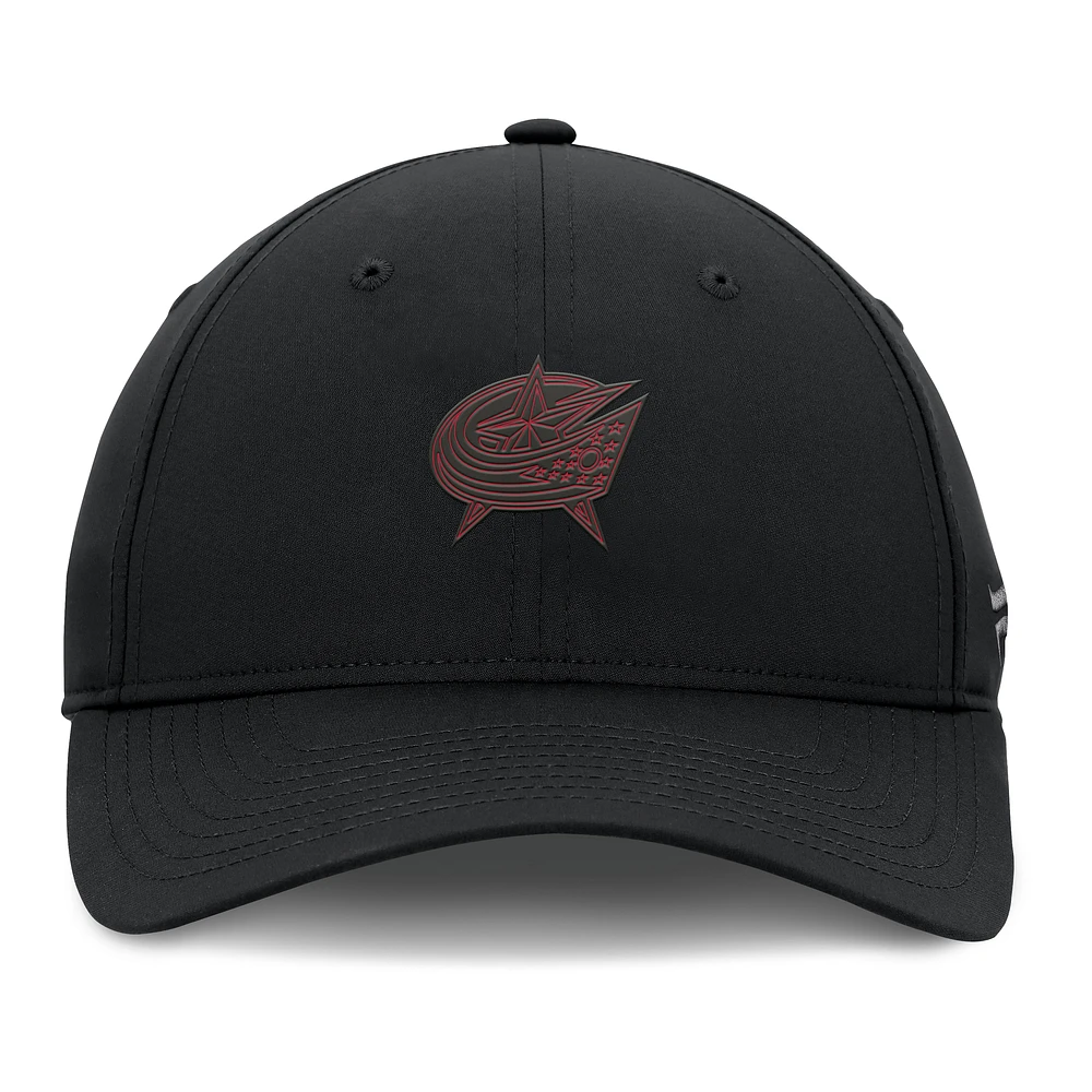 Casquette ajustable Fanatics Black Columbus Blue Jackets Authentic Pro Road pour homme