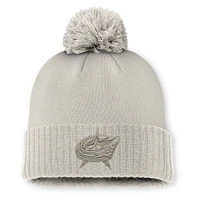 Men's Fanatics  Gray Columbus Blue Jackets Road 7 Cuffed Knit Hat with Pom