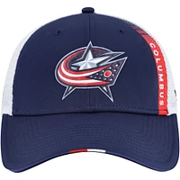 Casquette de camionneur ajustable authentique Pro Draft bleu marine Columbus Blue Jackets Fanatics pour homme