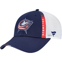 Casquette de camionneur ajustable authentique Pro Draft bleu marine Columbus Blue Jackets Fanatics pour homme