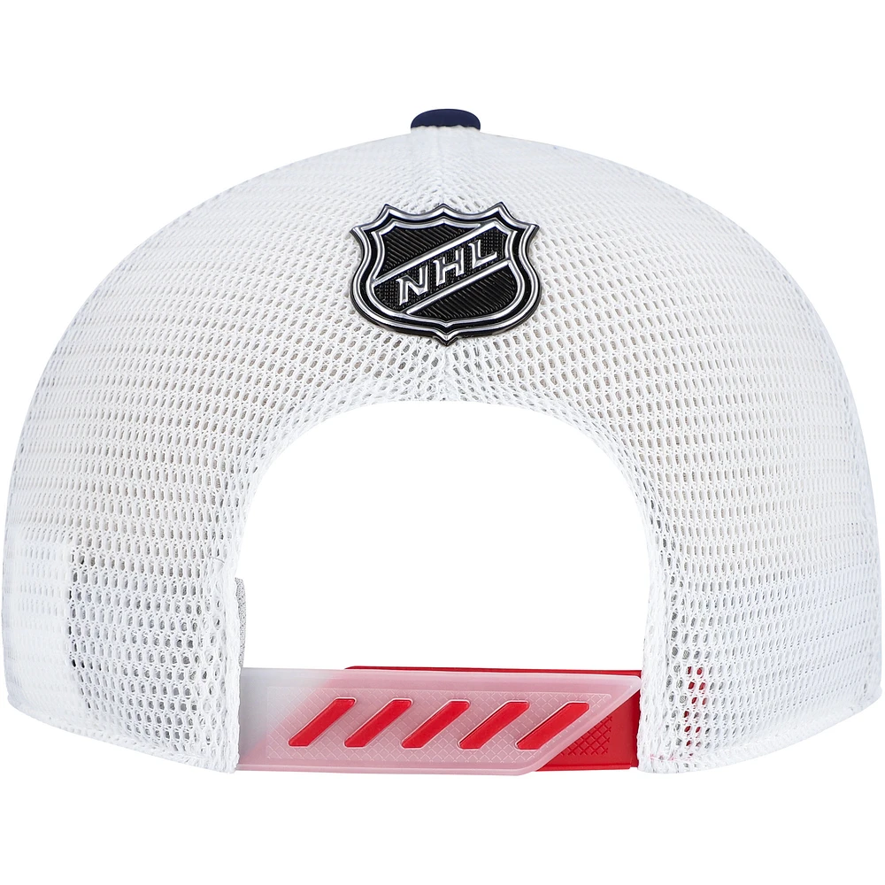 Casquette de camionneur ajustable authentique Pro Draft bleu marine Columbus Blue Jackets Fanatics pour homme