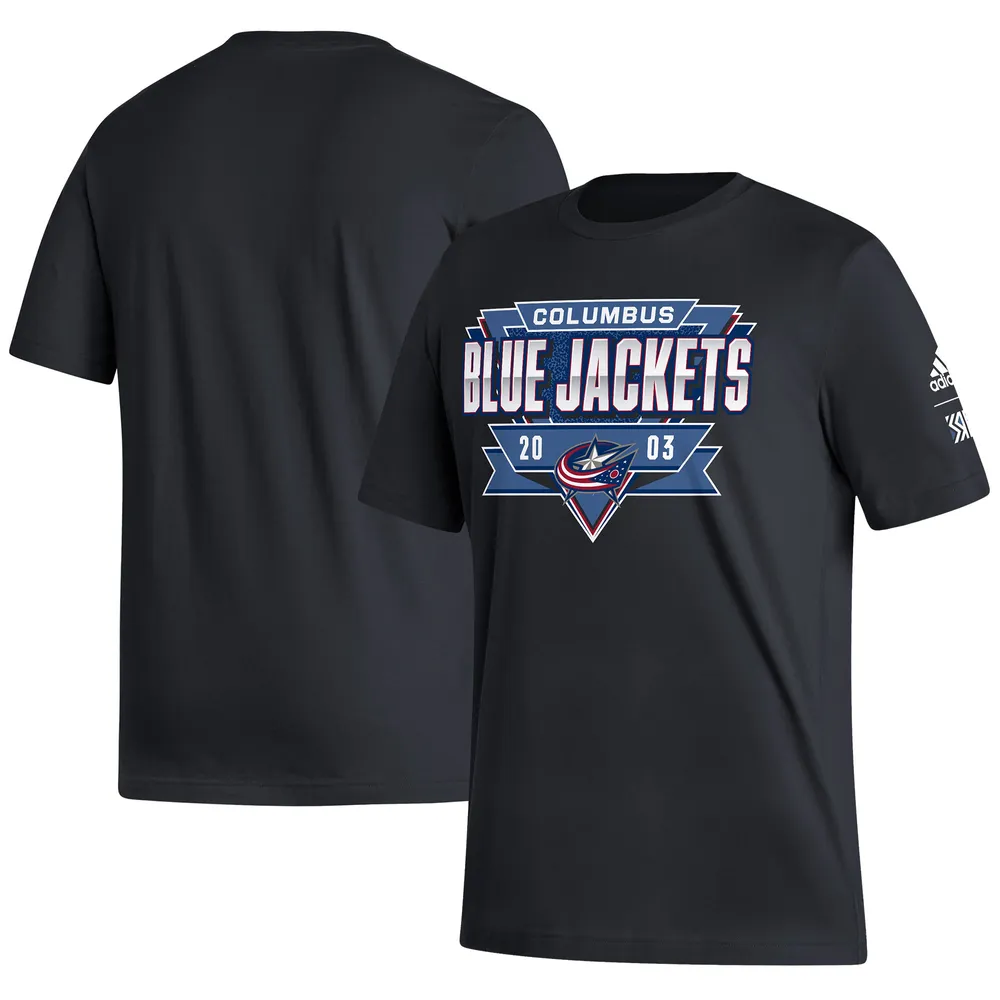Men's Adidas Black Columbus Blue Jackets Reverse Retro 2.0 Fresh Playmaker T-Shirt Size: Large