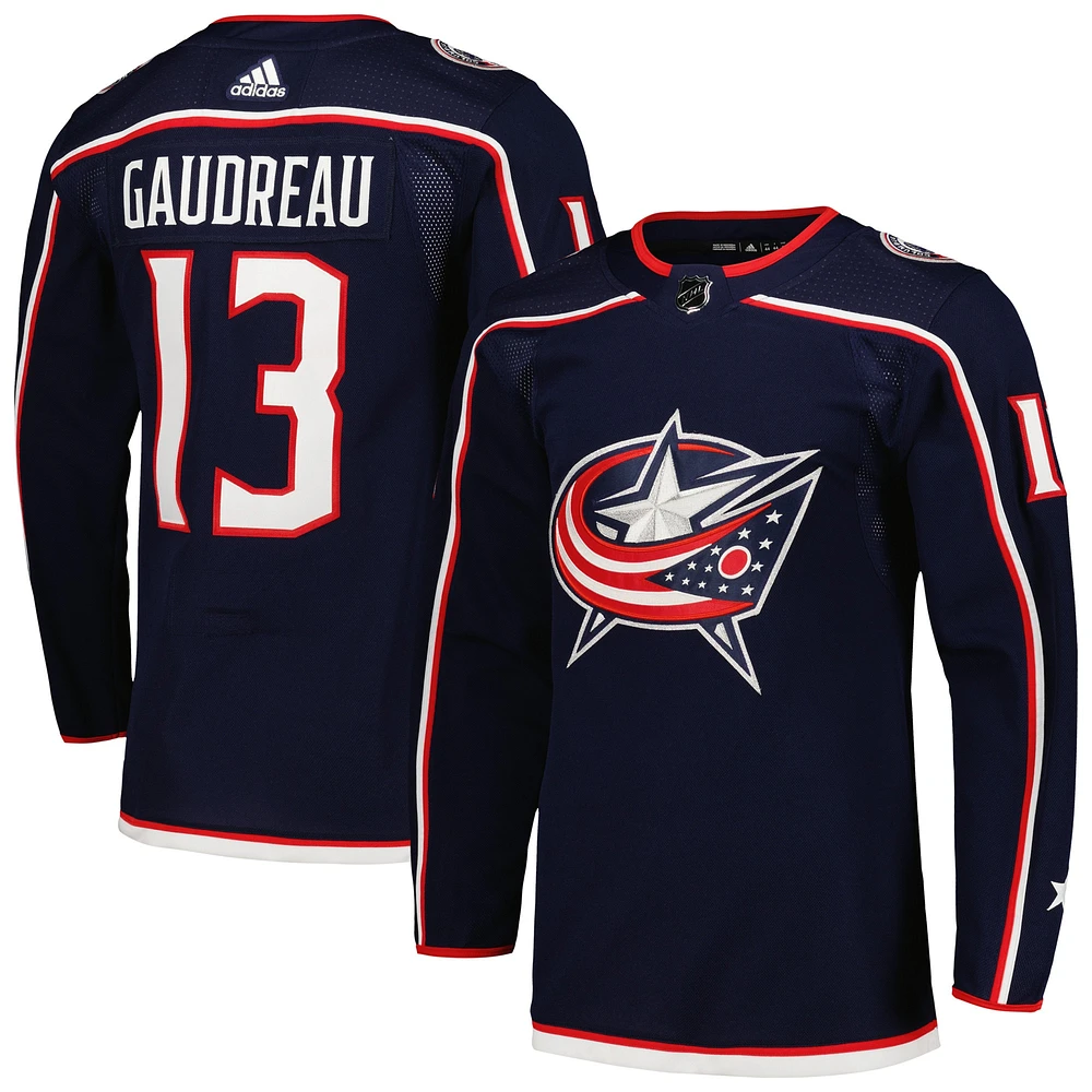 Hommes adidas Johnny Gaudreau Marine Columbus Blue Jackets Accueil Primegreen Authentique Maillot de Joueur