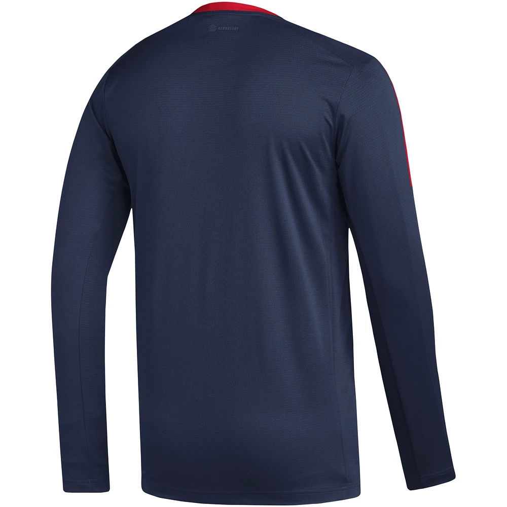 T-shirt à manches longues adidas Columbus Blue Jackets pour hommes AEROREADY®