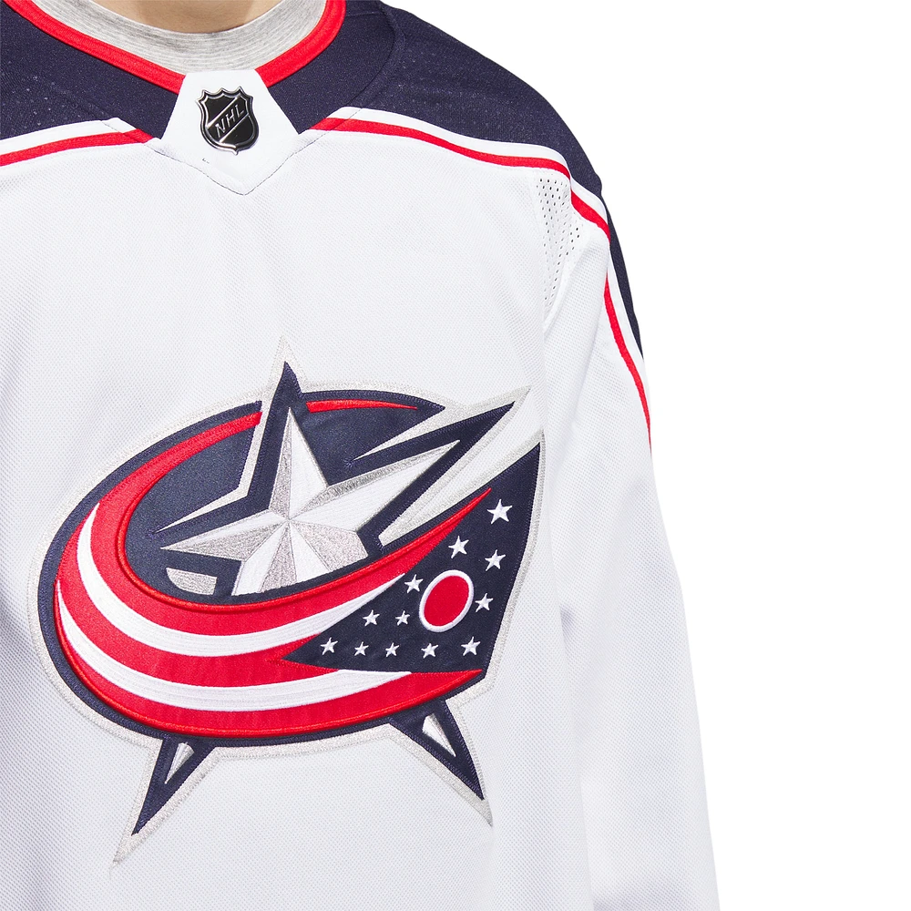 Men's adidas White Columbus Blue Jackets Away Primegreen Authentic Jersey