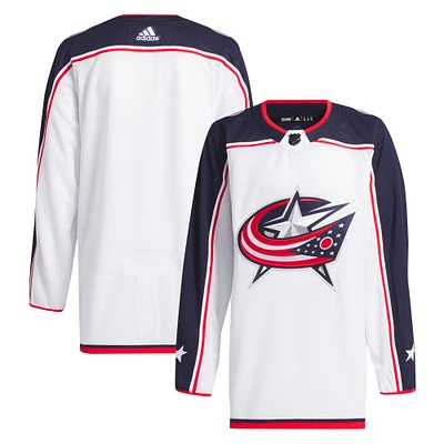 Men's adidas White Columbus Blue Jackets Away Primegreen Authentic Jersey