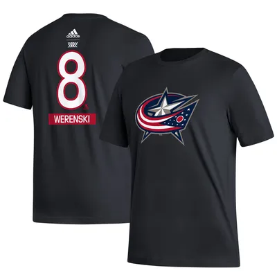 Men's adidas Zach Werenski Black Columbus Blue Jackets Reverse Retro 2.0 Name & Number T-Shirt