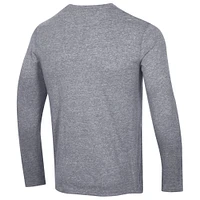 Champion Heather Grey Columbus Blue Jackets T-shirt à manches longues double bande tri-mélange pour hommes