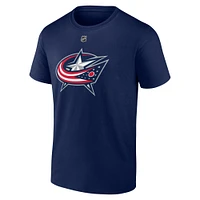 Men's Fanatics Adam Fantilli Navy Columbus Blue Jackets Authentic Stack Name & Number T-Shirt