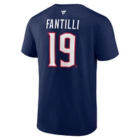 T-shirt authentique avec nom et numéro Stack pour homme de la marque Fanatics Adam Fantilli Navy Columbus Blue Jackets