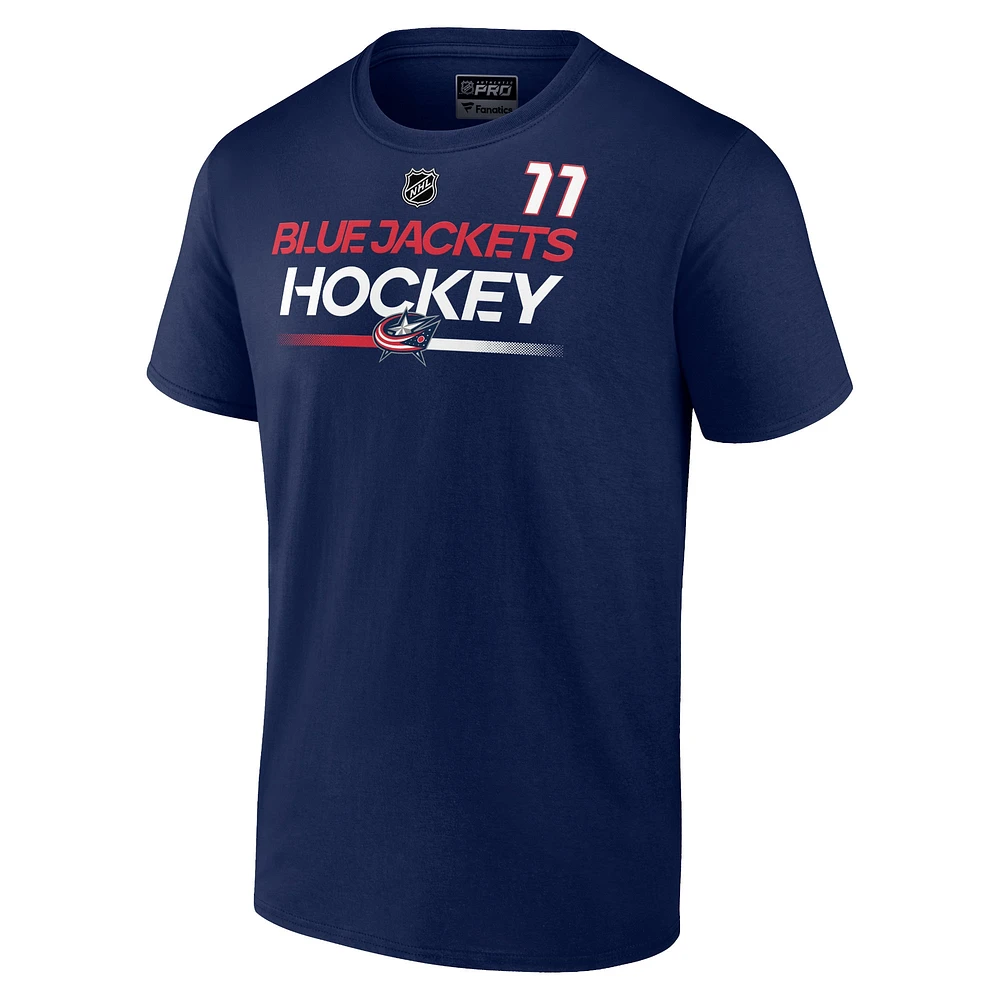 Fanatics pour hommes Adam Fantilli Navy Columbus Blue Jackets Authentic Pro Prime Name & Number T-shirt