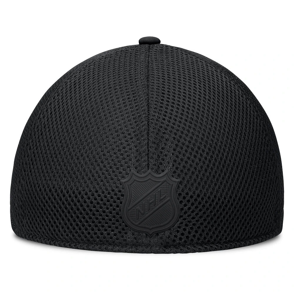 Casquette Fanatics noire Columbus Blue Jackets Pro Road Mesh Flex avec logo pour homme