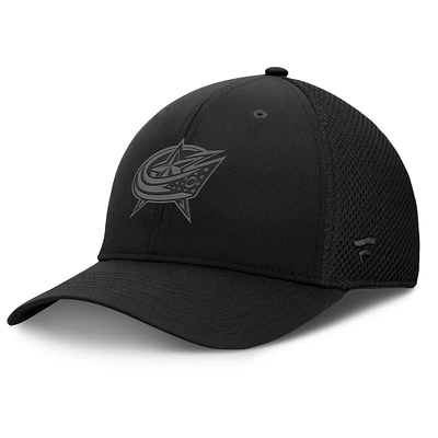 Casquette Fanatics noire Columbus Blue Jackets Pro Road Mesh Flex avec logo pour homme