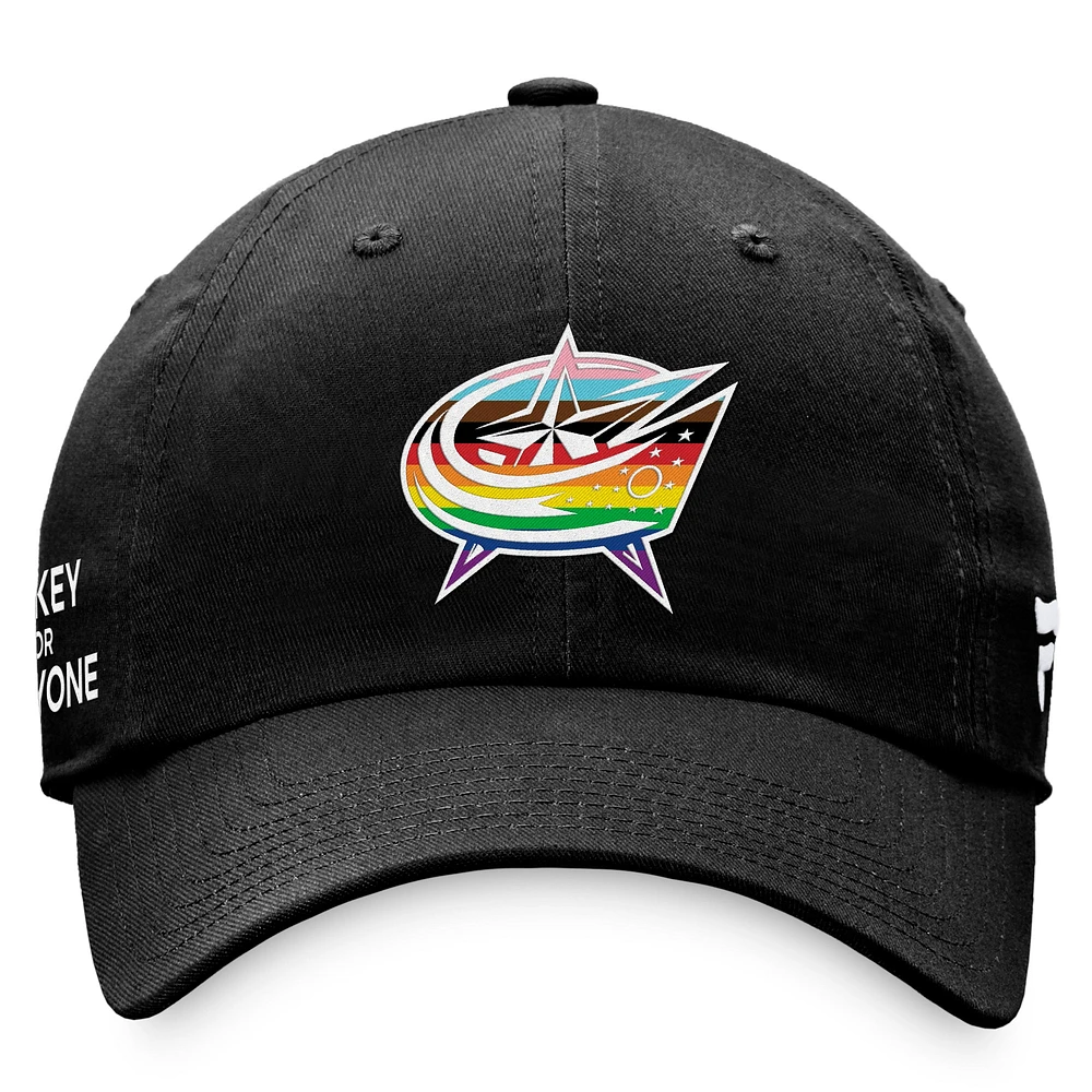 Men's Fanatics Black Columbus Blue Jackets Team Logo Pride Adjustable Hat