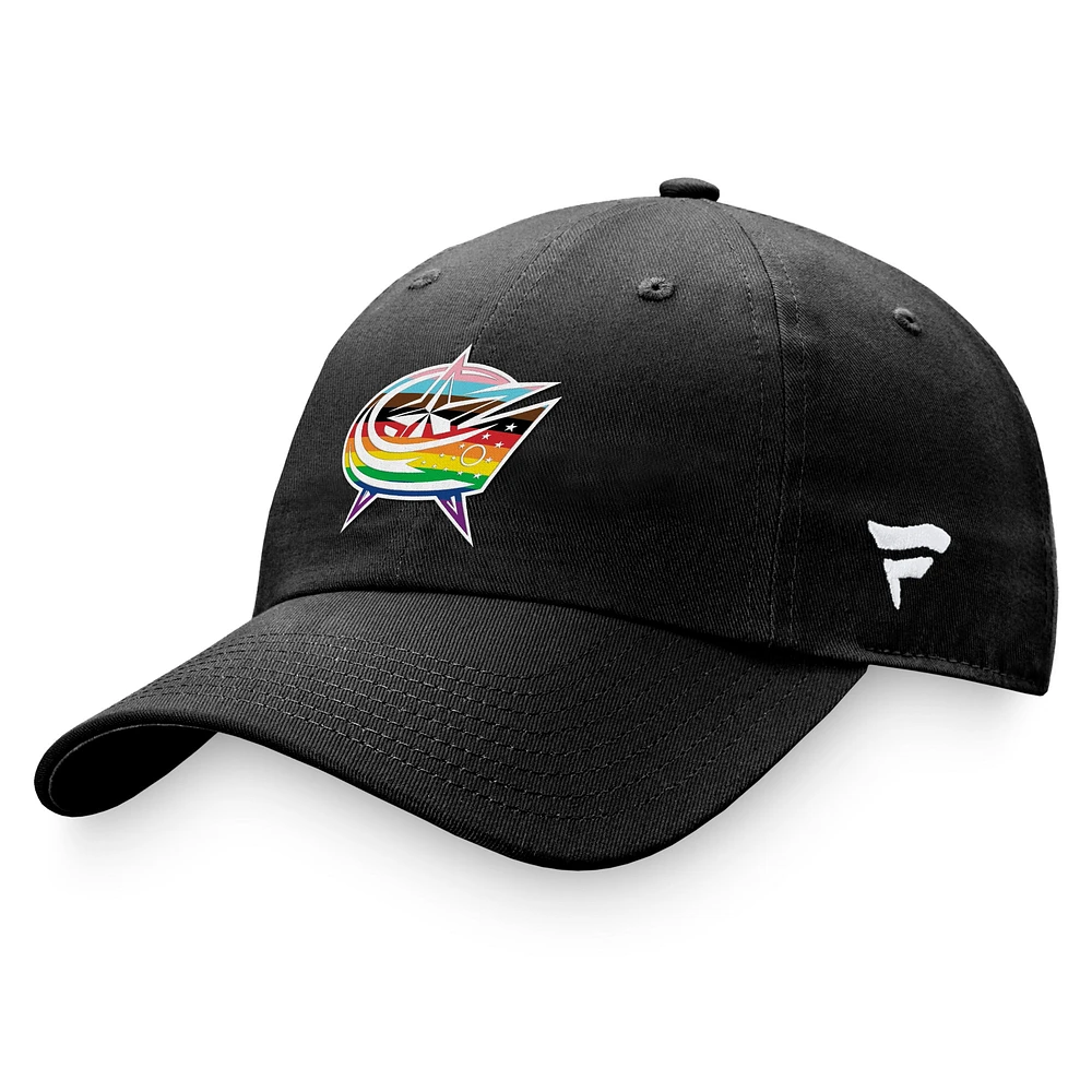 Men's Fanatics Black Columbus Blue Jackets Team Logo Pride Adjustable Hat