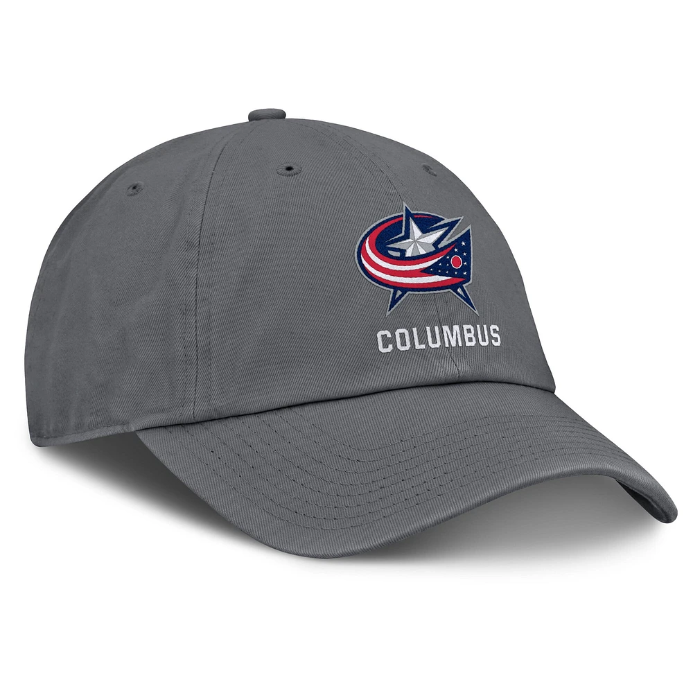 Men's Fanatics Charcoal Columbus Blue Jackets Washed Adjustable Hat