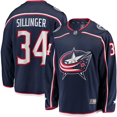 Fanatics pour hommes Cole Sillinger bleu marine Columbus Blue Jackets Maillot de joueur échappé à domicile