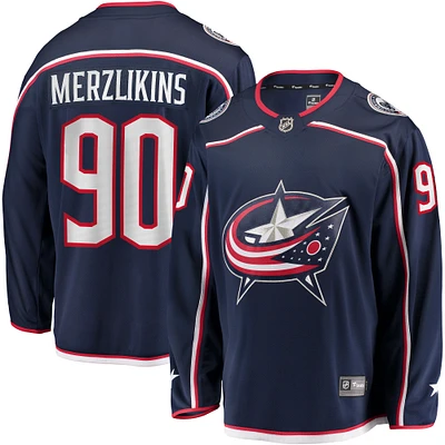 Fanatics pour hommes Elvis Merzlikins Navy Columbus Blue Jackets Maillot de joueur échappé à domicile