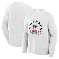 Men's Fanatics Heather Gray Columbus Blue Jackets Banner Fleece Raglan Pullover Sweatshirt