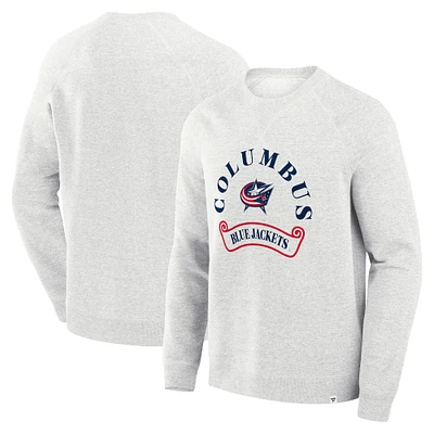 Men's Fanatics Heather Gray Columbus Blue Jackets Banner Fleece Raglan Pullover Sweatshirt