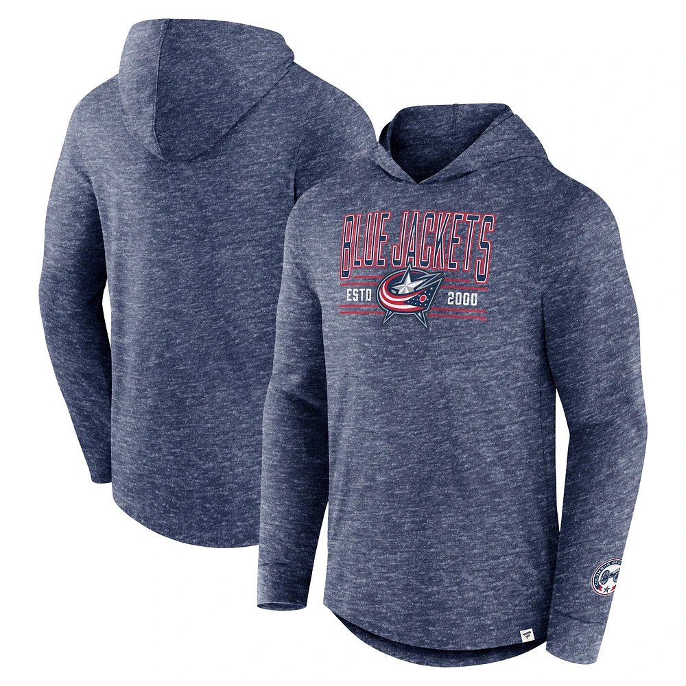 Men's Fanatics  Heather Navy Columbus Blue Jackets Slub Pullover Hoodie