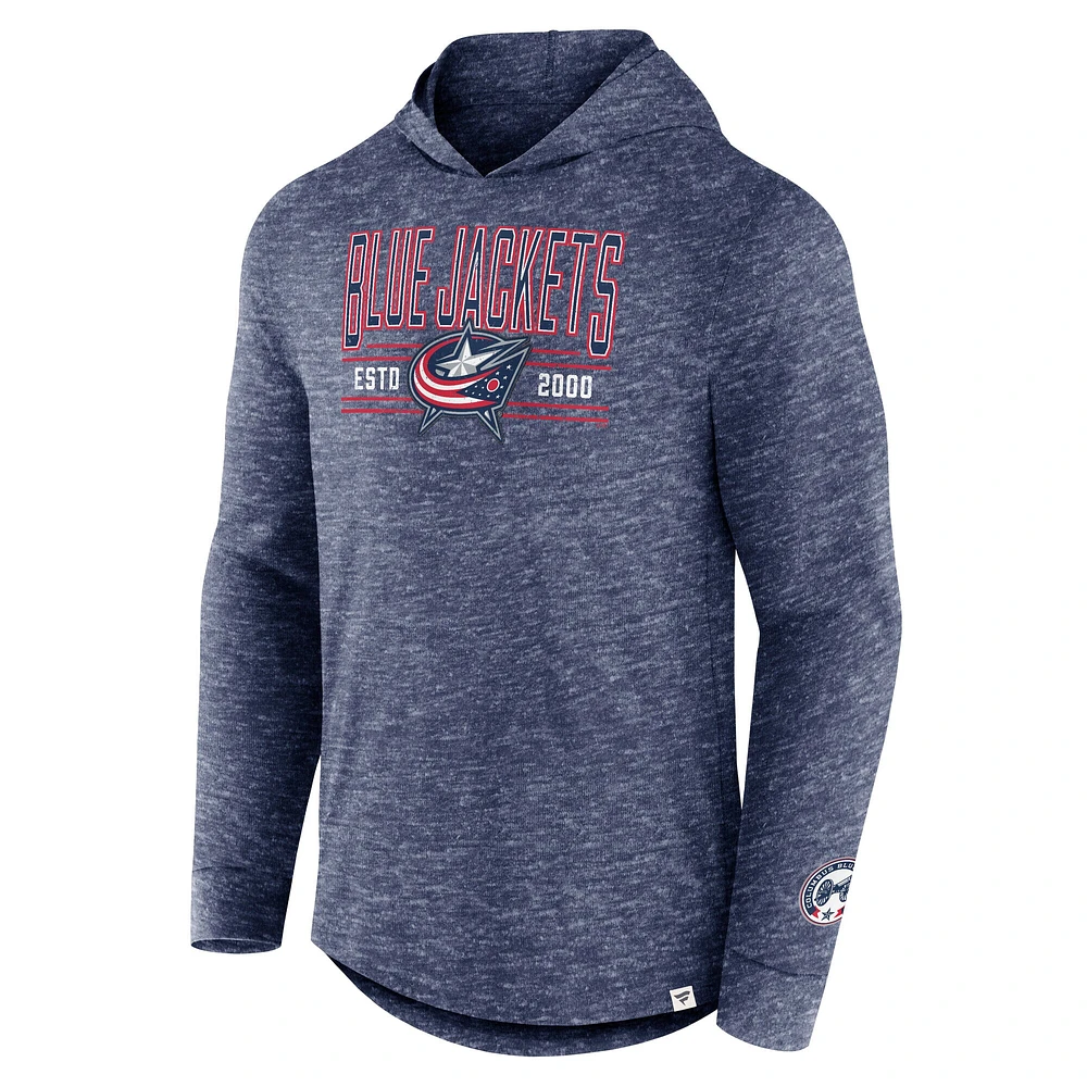 Men's Fanatics  Heather Navy Columbus Blue Jackets Slub Pullover Hoodie