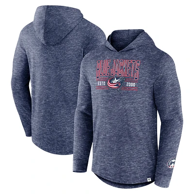 Men's Fanatics  Heather Navy Columbus Blue Jackets Slub Pullover Hoodie