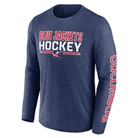 Men's Fanatics Heather Navy Columbus Blue Jackets Sweep Iconic Synthetic Long Sleeve T-Shirt