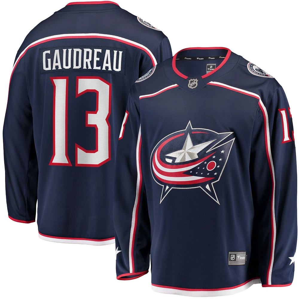 Maillot de joueur échappé des Blue Jackets Columbus la marine Johnny Gaudreau Fanatics pour hommes