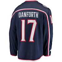 Fanatics pour hommes Justin Danforth Navy Columbus Blue Jackets Maillot de joueur échappé à domicile