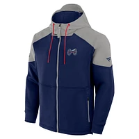 Men's Fanatics  Navy/Gray Columbus Blue Jackets 2025 NHL Stadium Series Authentic Pro Full-Zip Scuba Neck Hoodie
