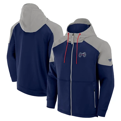 Men's Fanatics  Navy/Gray Columbus Blue Jackets 2025 NHL Stadium Series Authentic Pro Full-Zip Scuba Neck Hoodie