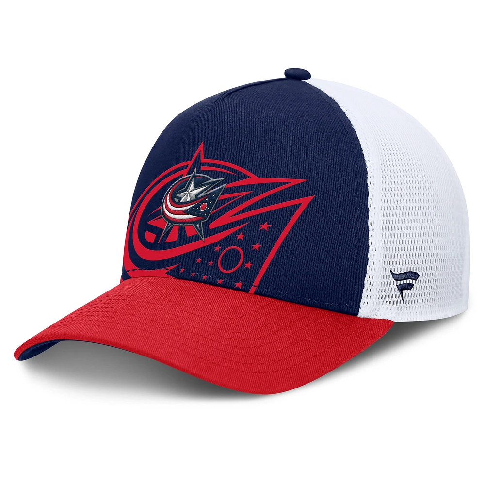 Men's Fanatics Navy/Red Columbus Blue Jackets Authentic Pro A-Frame Rink Adjustable Hat