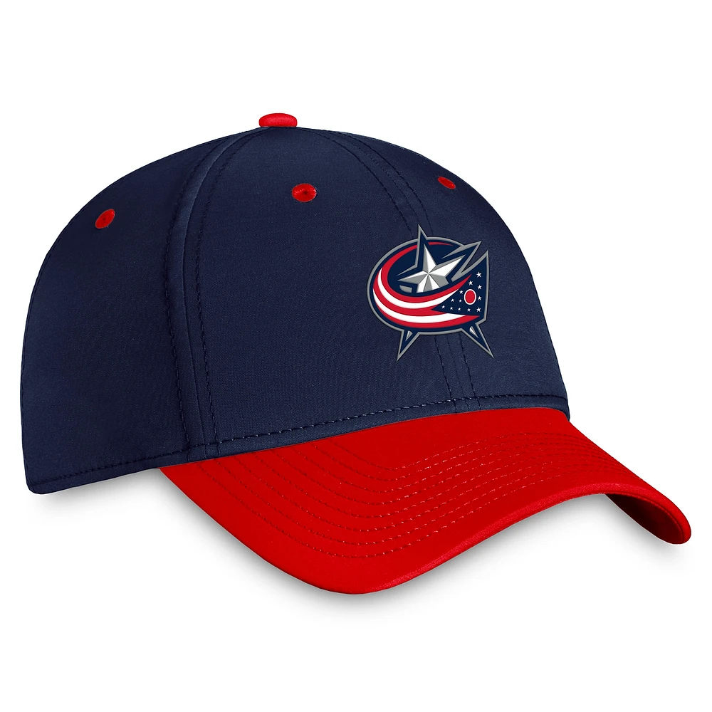 Men's Fanatics  Navy/Red Columbus Blue Jackets Authentic Pro Rink Two-Tone Flex Hat