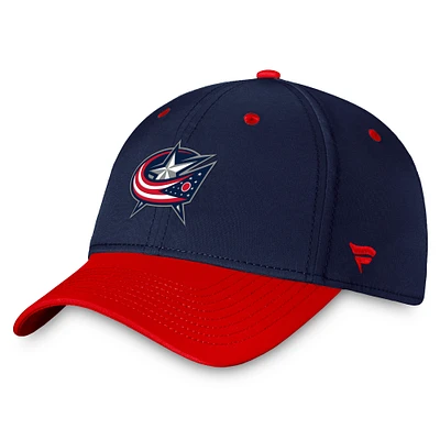 Fanatics pour hommes bleu marine/rouge Columbus Blue Jackets Authentic Pro Rink Casquette flexible bicolore