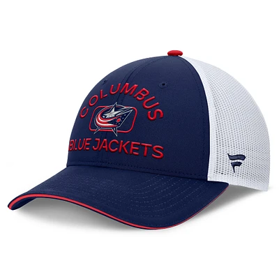 Casquette de camionneur authentique Pro Rink Columbus Blue Jackets bleu marine/blanc Fanatics pour homme